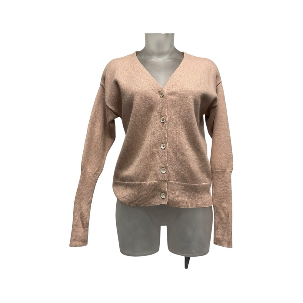 Wilfred Cyprie 100% Merino Wool V-neck Button Down Cardigan Small Pink pale